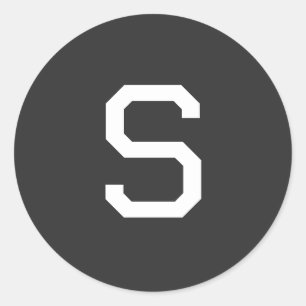 STICKER ROND LETTRE INITIALE NOIRE ET BLANCHE MINUSCULE MONOMOB