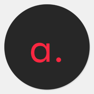 STICKER ROND LETTRE INITIALE NOIRE ROUGE LETTRE NOIRE PLACE