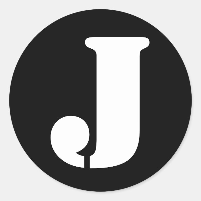 Sticker Rond Lettre J Stencil Alphabet par Janz Black (Devant)