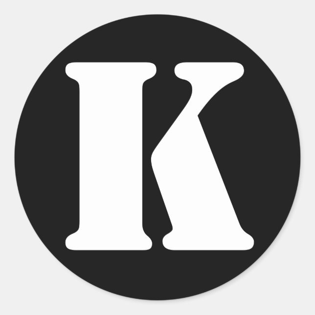 Sticker Rond Lettre K alphabet au crayon par Janz Black (Devant)