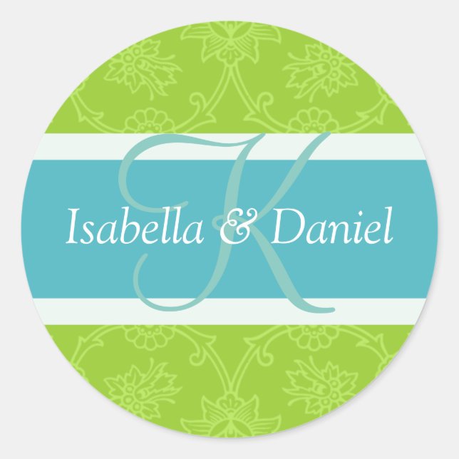 Sticker Rond Lettre K pour les sceaux Faire-part de mariage (Devant)