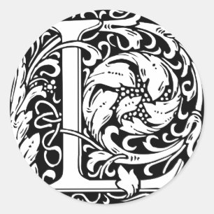 Sticker Rond Lettre L Monogramme Art Nouveau Médiéval