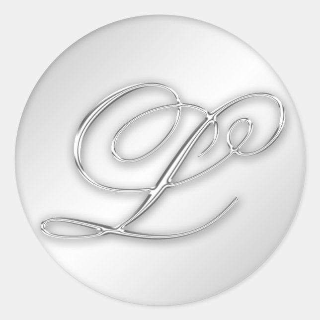 Sticker Rond Lettre L script initial faux argent monogramme fav (Devant)