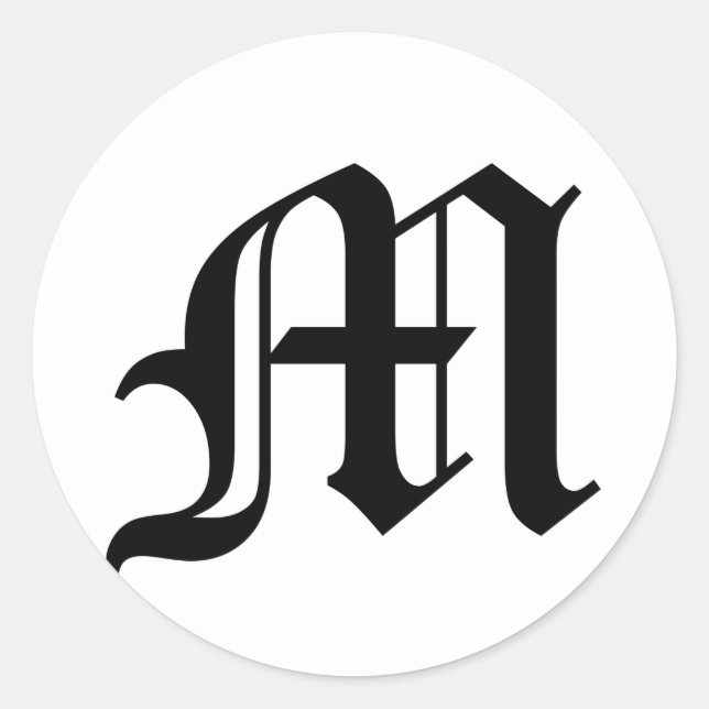 Sticker Rond Lettre M Ancien texte anglais sur Arrière - plan b (Devant)