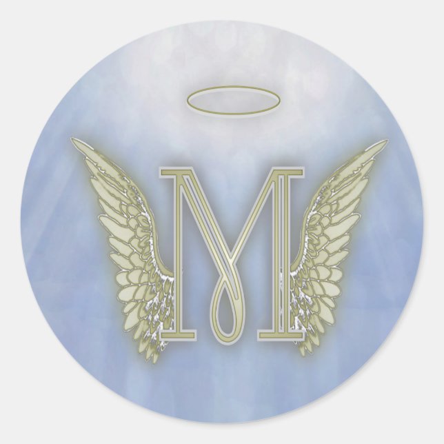 Sticker Rond Lettre M Angel Monogramme (Devant)
