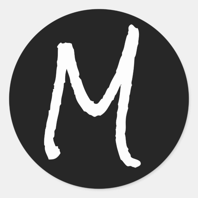 Sticker Rond Lettre M Black Rock Salt Alphabet par Janz (Devant)