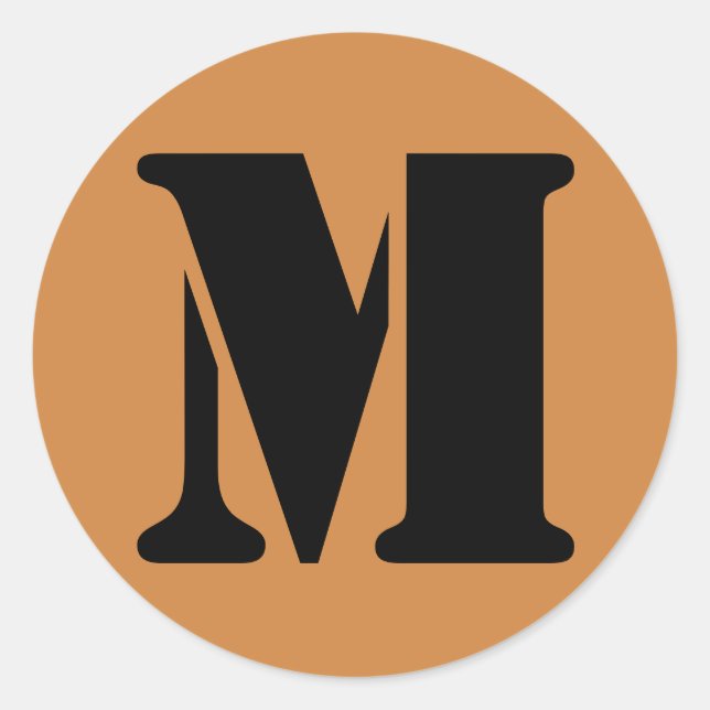 Sticker Rond Lettre M Stencil Alphabet par Janz Pérou Gold (Devant)