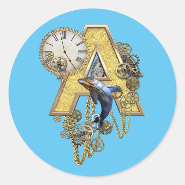 Sticker Rond Lettre majuscule A alphabet-monogramme (Devant)