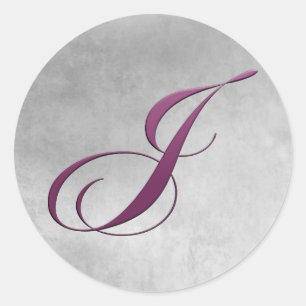 Sticker Rond Lettre mauve J Monogramme