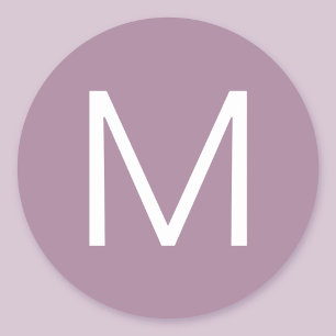 Sticker Rond Lettre minimaliste moderne violet poussiéreux et b