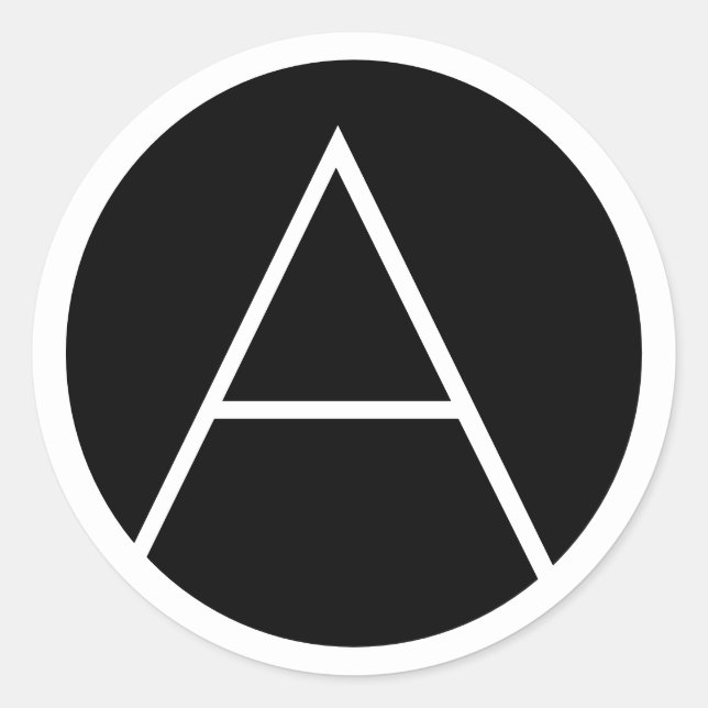 STICKER ROND LETTRE MINOGRAPHIQUE MAJORITAIRE NOIR ET BLANC (Devant)