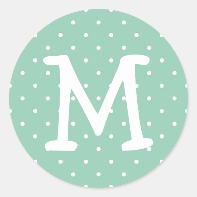 Sticker Rond Lettre monogramme bleu polka dot kiddo (Devant)