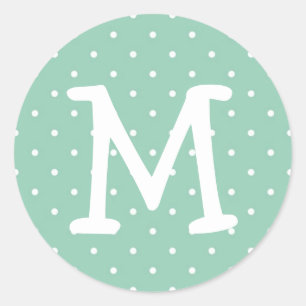 Sticker Rond Lettre monogramme bleu polka dot kiddo