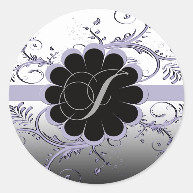 Sticker Rond Lettre monogramme J Violet (Devant)