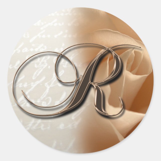 Sticker Rond Lettre monogramme R Mariage Enveloppe Sceau (Devant)
