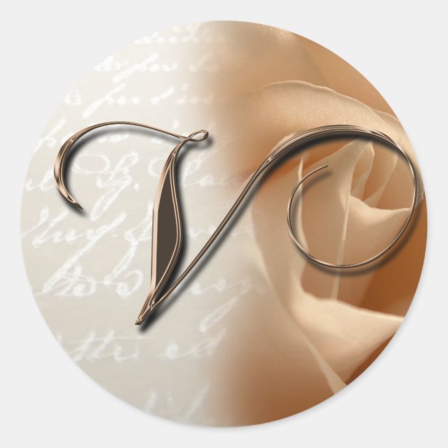 Sticker Rond Lettre monogramme V Mariage Enveloppe Sceau (Devant)