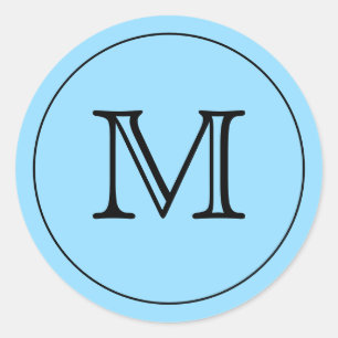 Sticker Rond LETTRE MONOGRAPHIQUE Bleu Personnalisé