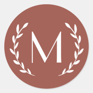 Sticker Rond LETTRE MONOGRAPHIQUE DE TERRACOTTA Laurel Éditée I