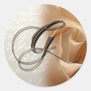 Sticker Rond LETTRE MONOGRAPHIQUE G Mariage Enveloppe Sceau