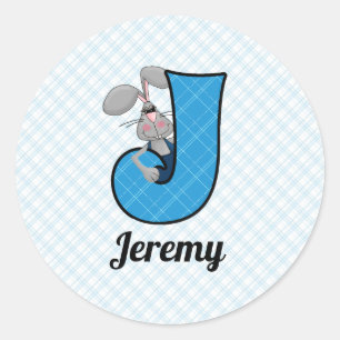 Sticker Rond LETTRE MONOGRAPHIQUE JAUNE BLANCHE BLEUE ET Nom