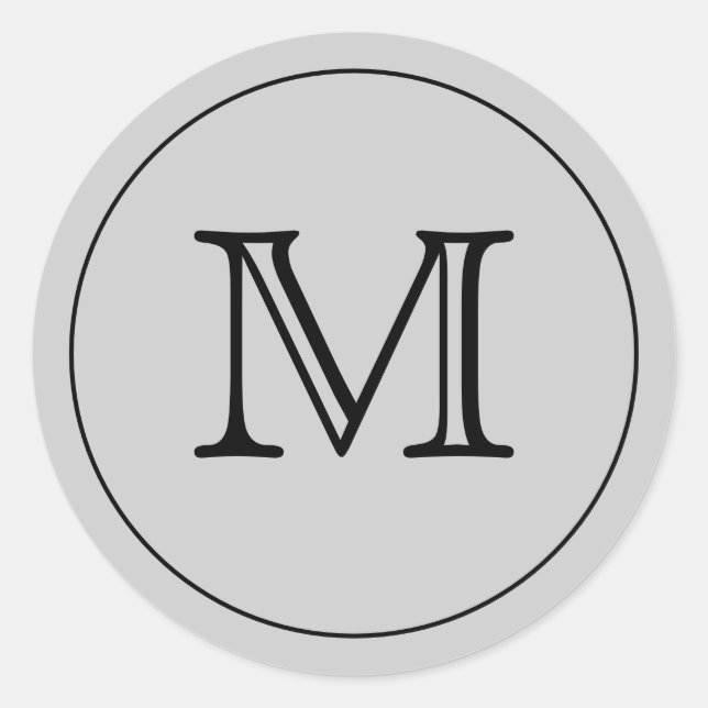 STICKER ROND LETTRE MONOGRAPHIQUE NOIR CLAIR (Devant)