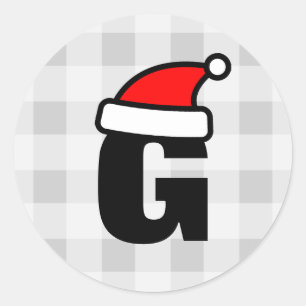 Sticker Rond Lettre monographique personnalisée chapeau de Noël