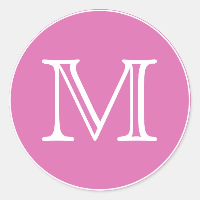 Sticker Rond Lettre monographique rose chic (Devant)