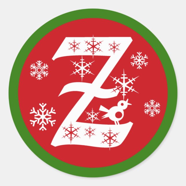 Sticker Rond LETTRE MONOGRAPHIQUE Z Snowflakes (Devant)