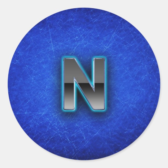 Sticker Rond Lettre N - édition bleu néon (Devant)