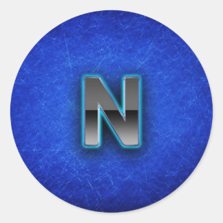 Sticker Rond Lettre N - édition bleu néon