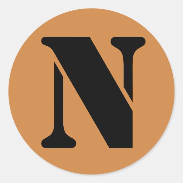 Sticker Rond Lettre N Stencil Alphabet par Janz Pérou Gold (Devant)