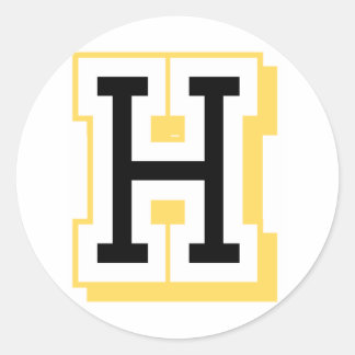 STICKER ROND LETTRE NOIRE ET JAUNE H