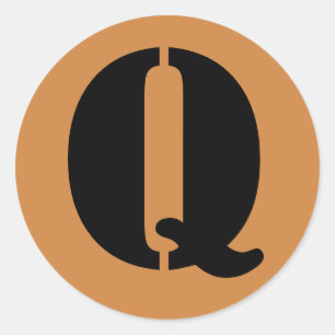 Sticker Rond Lettre Q Stencil Alphabet de Janz Peru Gold