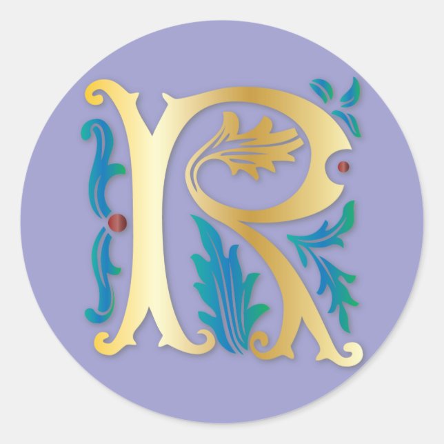 Sticker Rond Lettre R Monogramme Fleur de lis (Devant)
