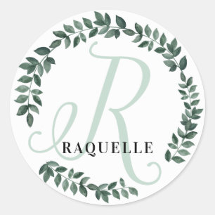 Sticker Rond Lettre R Monogramme Nom personnalisé Minimaliste B