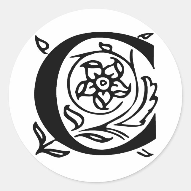 Sticker Rond Lettre raffinée C (Devant)