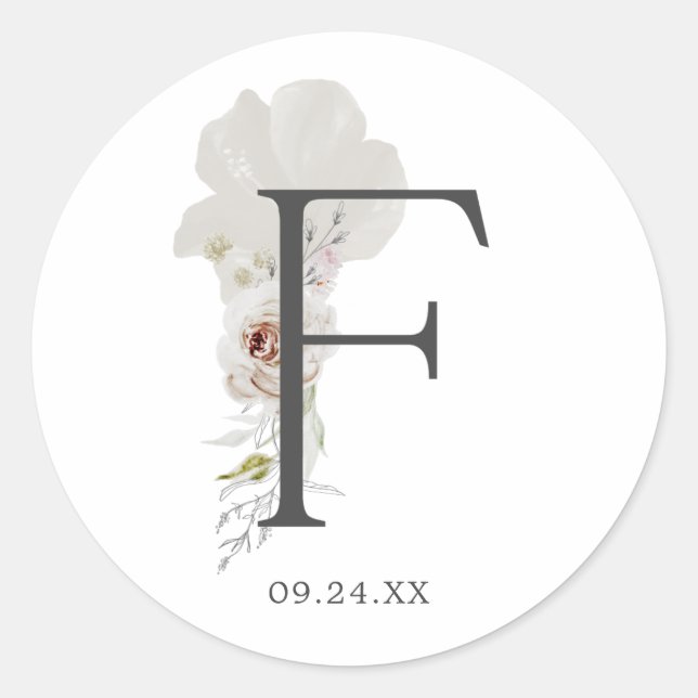 Sticker Rond LETTRE Romance Florale F Mélange Enveloppe (Devant)