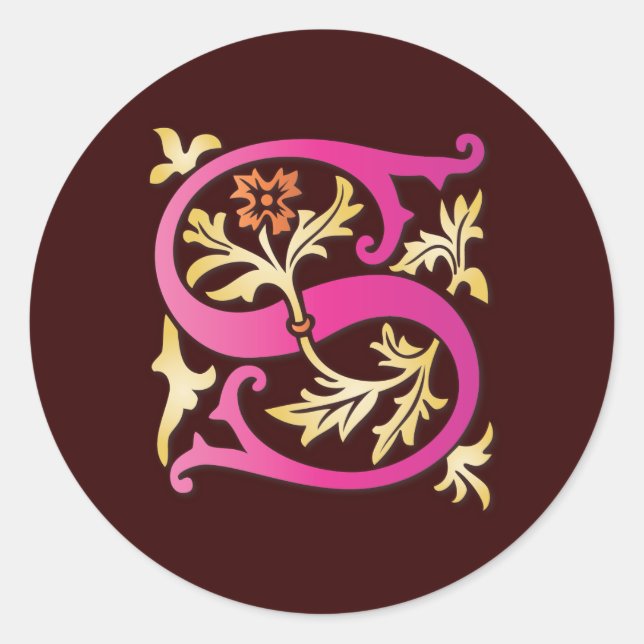 Sticker Rond Lettre S Monogramme (Devant)