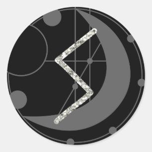 Sticker Rond Lettre S Rune Runogramme Lune géométrique Noir