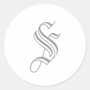 Sticker Rond Lettre S Stick Monogram Gris Vieux Anglais