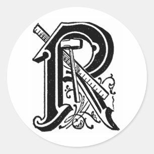 Sticker Rond LETTRE SYMBOLE MATHOMATIQUE CalliGRAMME R