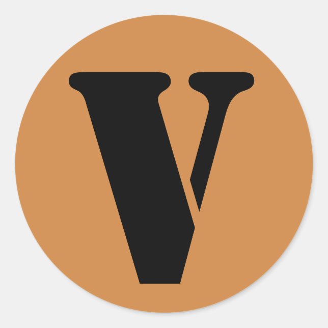 Sticker Rond Lettre V Stencil Alphabet par Janz Pérou Gold (Devant)