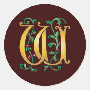 Sticker Rond Lettre W Monogramme