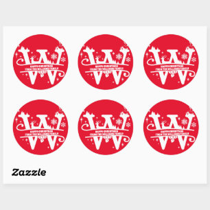 Sticker Rond Lettre W Monogramme Nom de famille initial Salutat