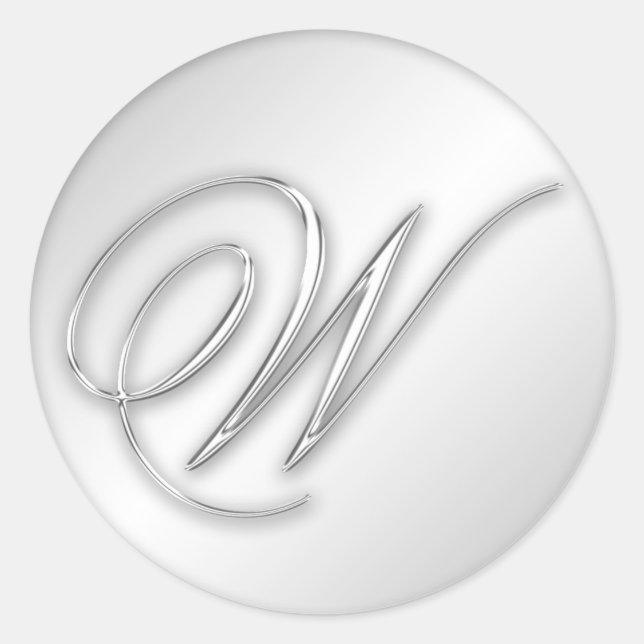 Sticker Rond Lettre W script initial faux argent monogramme fav (Devant)