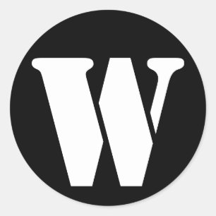 Sticker Rond Lettre W Stencil Alphabet par Janz Black