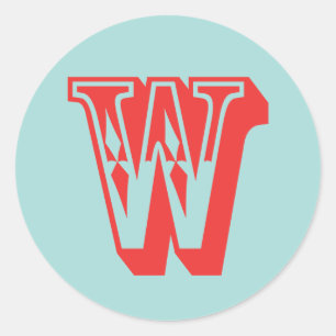 Sticker Rond Lettre W style carnaval monogramme première préfér