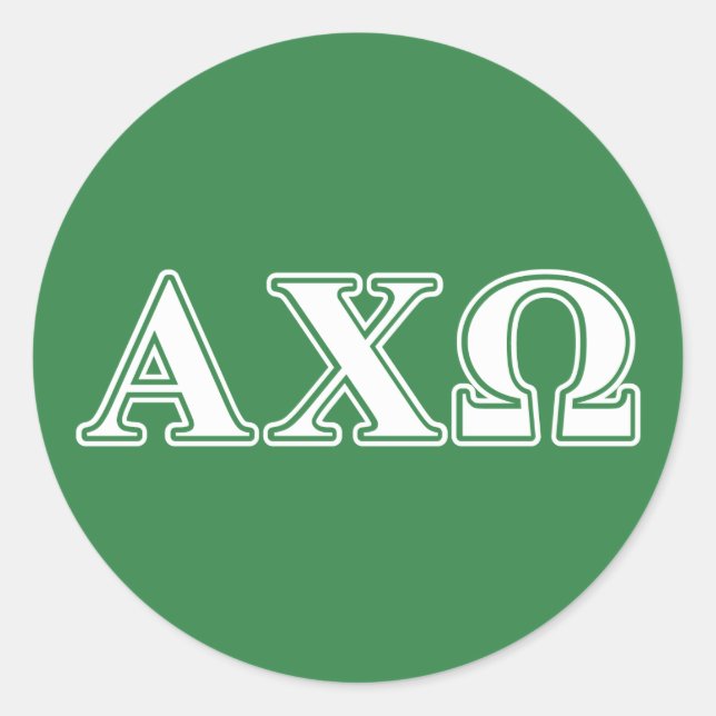 Sticker Rond Lettres blanches et vertes d'Alphi Chi Omega (Devant)