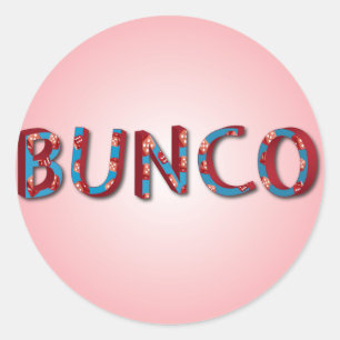 Sticker Rond Lettres Bunco avec dés bunco