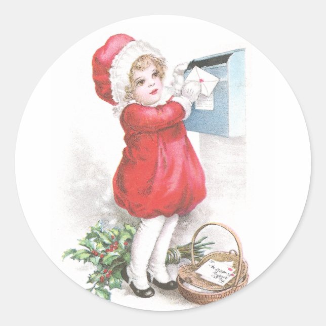 Sticker Rond Lettres d'affichage de filles Noël vintage (Devant)
